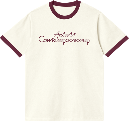 ADULT CONTEMPORARY RINGER TEE (MAROON/WHITE)